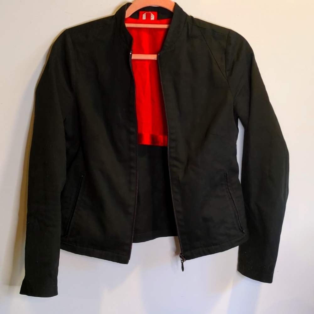 Elle XS Black Bolero Jacket with Red Lining